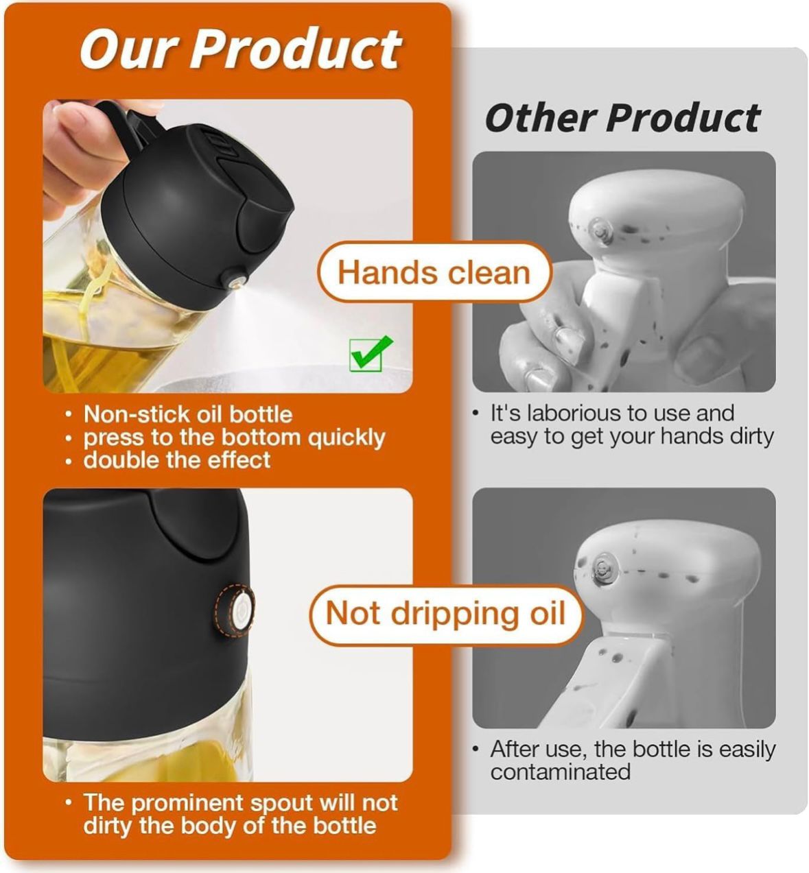 2-IN-1 Oil Spray Bottle – Easy, Clean, and Controlled Cooking