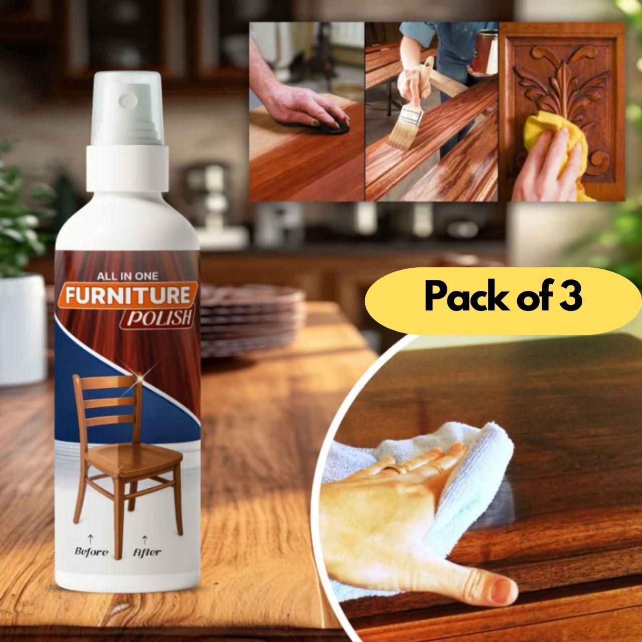 [Pack of 3] All-In-One Furniture Polish (450g Each) – Restore Shine, Clean & Protect Wood