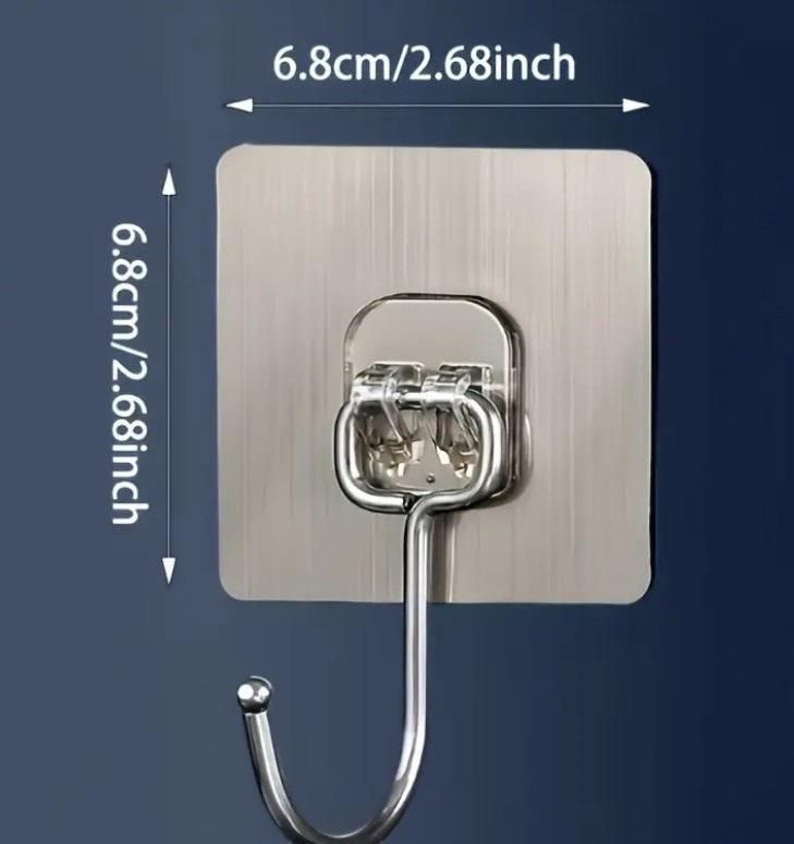 Heavy Duty Adhesive Wall Hooks – Waterproof & Rustproof Stainless Steel Hooks for Kitchen, Bathroom & Home Organization (Pack of 10)