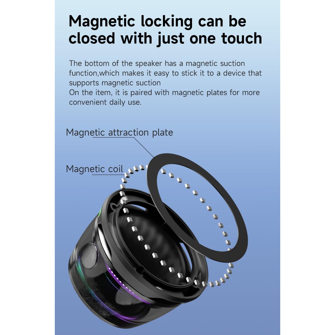 Magnetic Bluetooth Speaker 5.3 with RGB Lights | 6-Hour Battery | HD Sound | COD Available in India