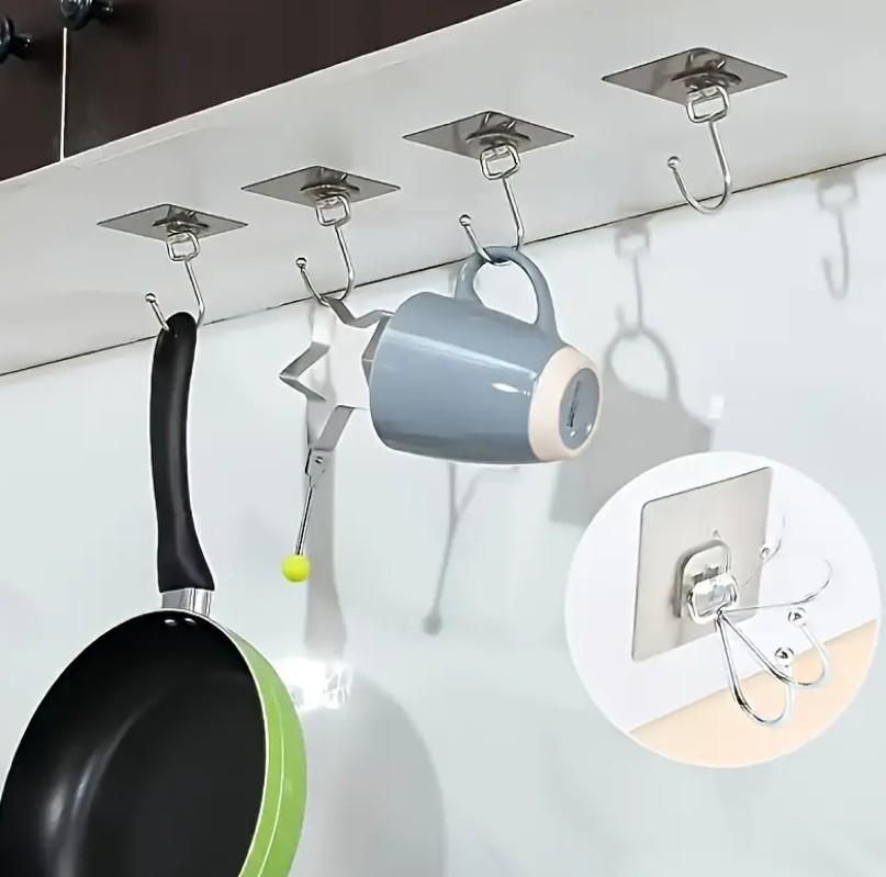 Heavy Duty Adhesive Wall Hooks – Waterproof & Rustproof Stainless Steel Hooks for Kitchen, Bathroom & Home Organization (Pack of 10)