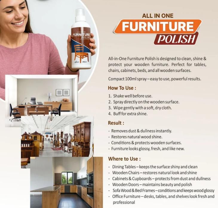 [Pack of 3] All-In-One Furniture Polish (450g Each) – Restore Shine, Clean & Protect Wood