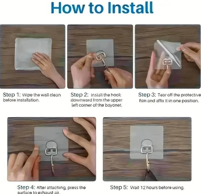 Heavy Duty Adhesive Wall Hooks – Waterproof & Rustproof Stainless Steel Hooks for Kitchen, Bathroom & Home Organization (Pack of 10)