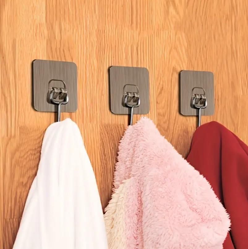 Heavy Duty Adhesive Wall Hooks – Waterproof & Rustproof Stainless Steel Hooks for Kitchen, Bathroom & Home Organization (Pack of 10)