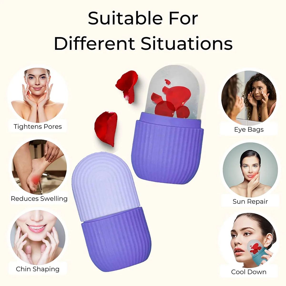 Reusable Ice Face Roller for Glowing Skin – Natural Skincare Tool with Silicone Mold